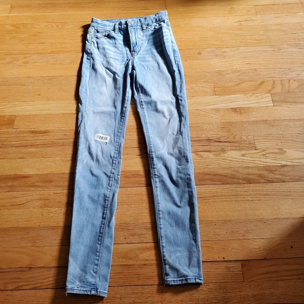 American Eagle BFF Jegging Light Wash High Waisted Skinny Jeans Blue Denim